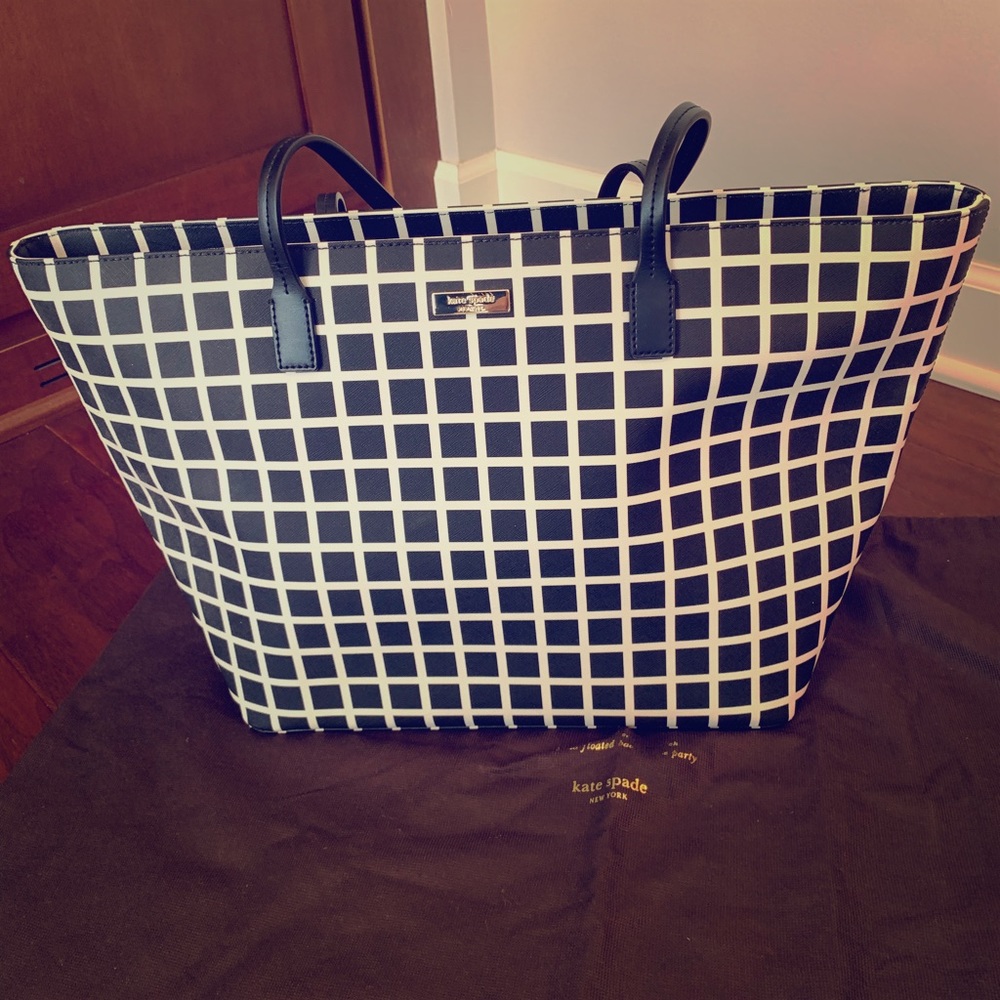 Kate Spade Black and White Windowpane Tote